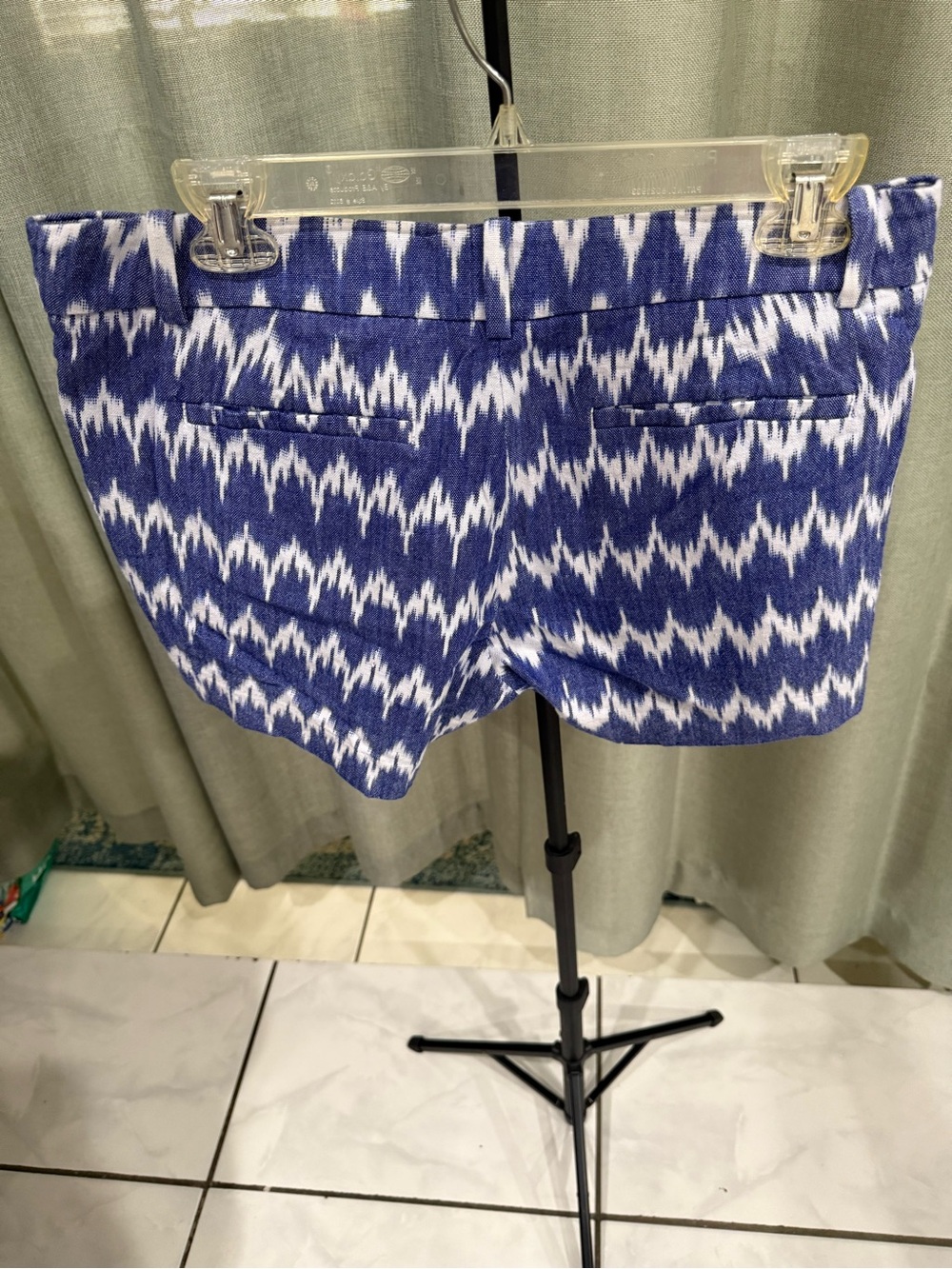 J. Crew Blue and White Ikat Stretch Bike Shorts - Picture 3 of 3